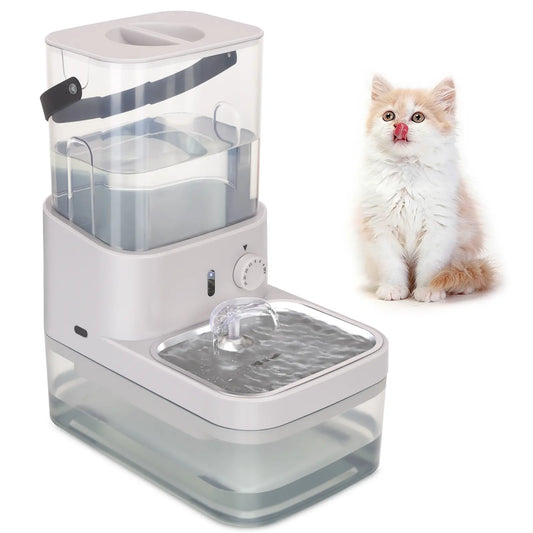 GOYJOY Smart Pet Water Fountain with Clean and Dirty Water Separation System, Filterless Design, 3L Capacity, Ultra Silent Operation, and Integrated Automatic Feeder for Cats