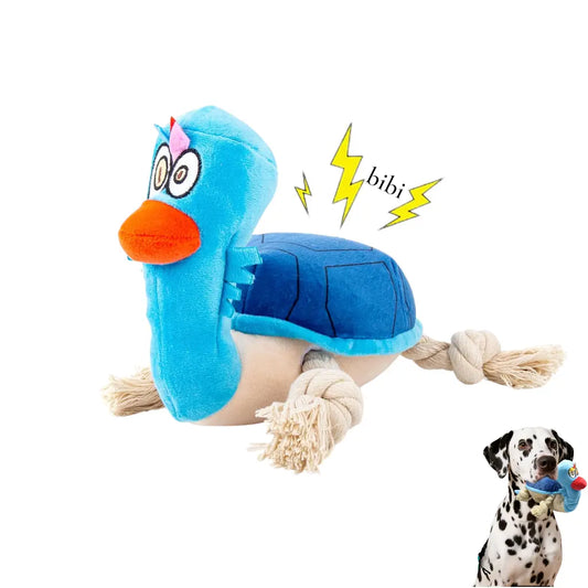 Dog Toy - Turtle Squeaky Plush Tug Toy with Rope Limbs Interactive Play for Boredom Relief Squeaky Feature & Tugging Fun